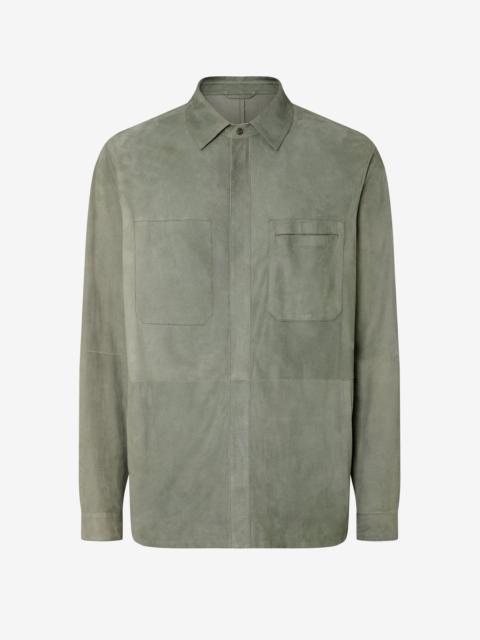 CORNELIANI Green super light suede shirt jacket