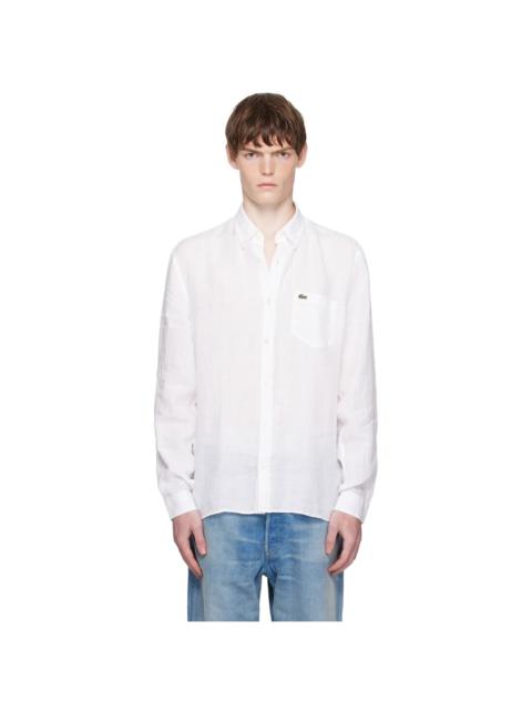 LACOSTE White Regular Fit Linen Shirt