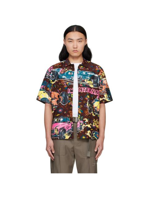 sacai Burgundy Car Race Tropical Print Shirt