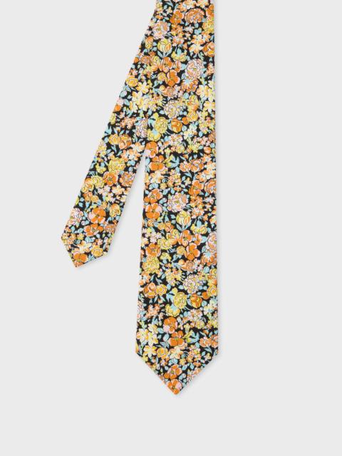 Paul Smith Orange Floral Cotton Tie