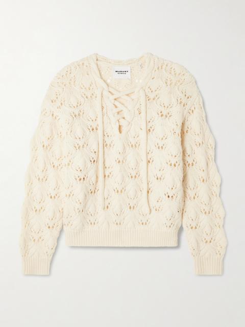 Isabel Marant Étoile Wendy Lace-up Open-knit Wool-blend Sweater