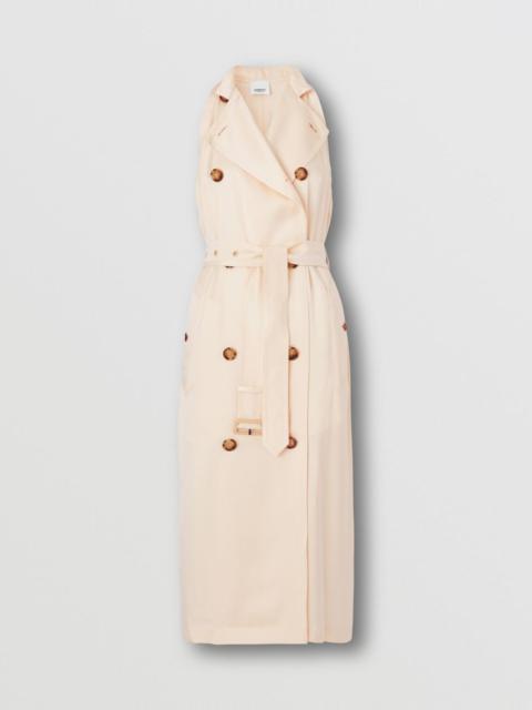 Burberry Sleeveless Silk Satin Trench Dress