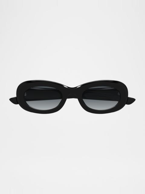 Alexander McQueen 51mm Oval Acetate Sunglasses