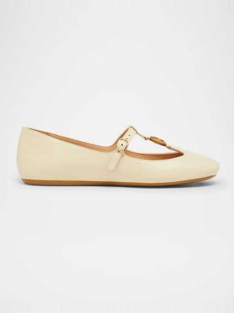 Chloé Leonore Leather Ballerina Flats