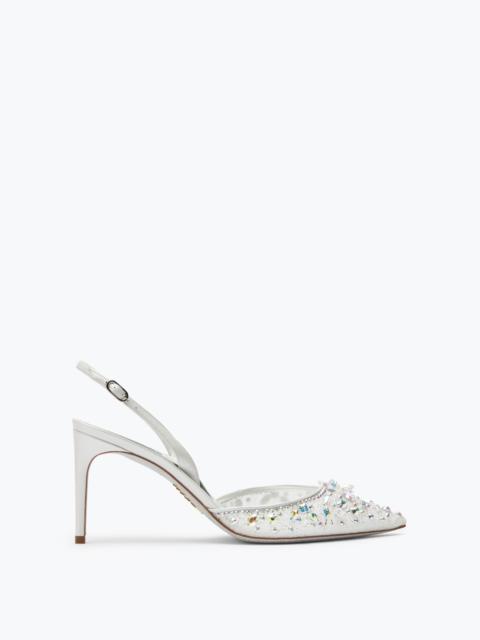 RENE CAOVILLA Cinderella White Slingback With Crystal 80