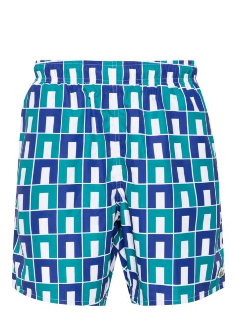 LACOSTE monogram-print drawstring swim shorts