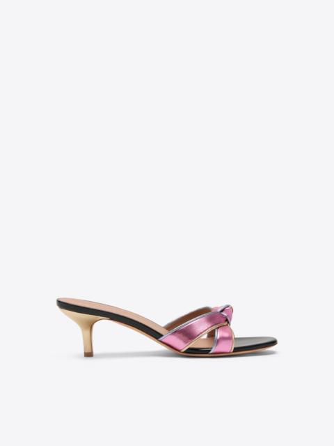 MALONE SOULIERS Raquel 45 Pink Knotted Metallic Leather Sandals