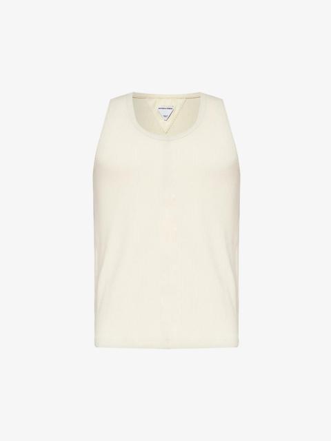 Scoop-neck ribbed stretch-cotton tank top