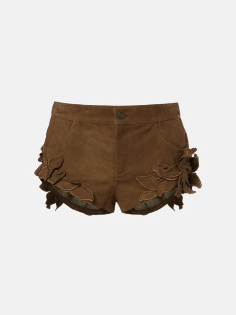 Isabel Marant Kevana floral-appliqué suede shorts
