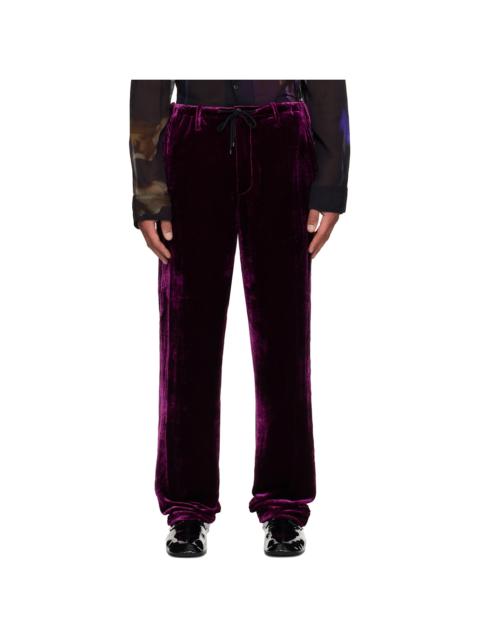 Dries Van Noten Purple Silk Velvet Trousers