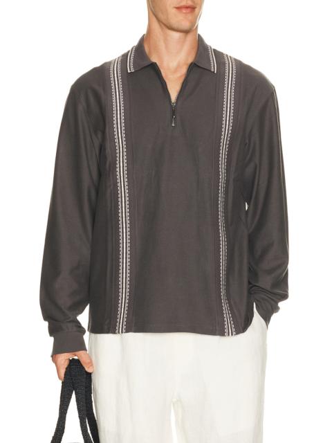 Palmes Panel Long Sleeve Zip Polo