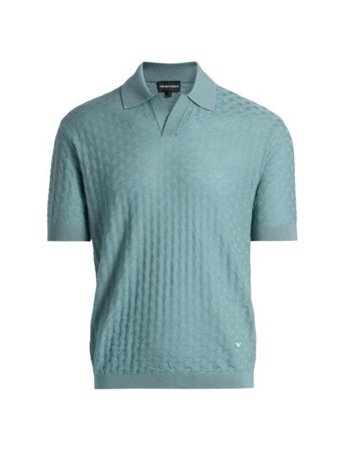 EMPORIO ARMANI Men's Tonal Basketweave Wool Sweater - Teal