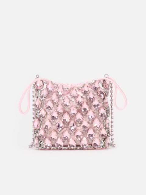 self-portrait Pink Crystal Chainmail Mini Bag