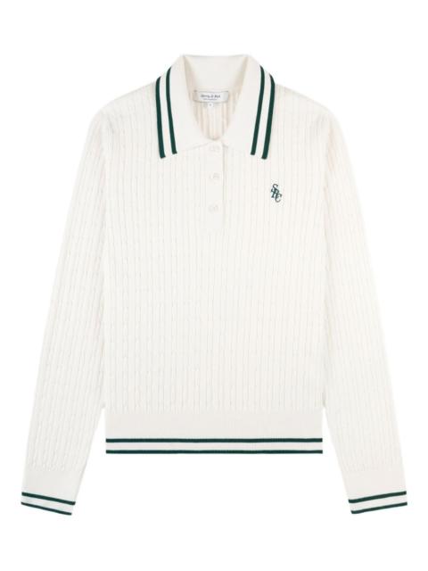 Sporty & Rich striped cable-knit polo shirt