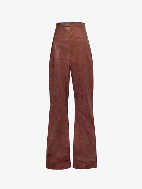 Dirt straight-leg high-rise crinkled leather trousers