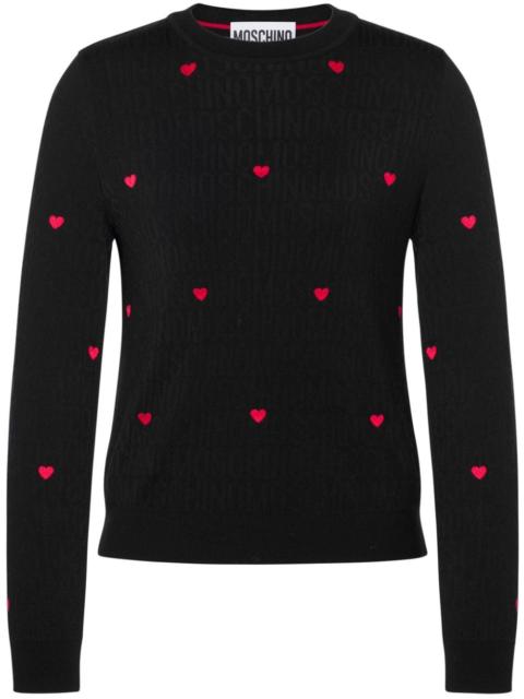 Moschino heart-embroidered intarsia-knit jumper