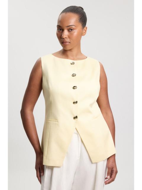 KAREN MILLEN Plus Size Tailored Linen Statement Button Front Waistcoat