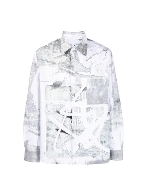 Off-White Off-White Abstract Print Button Front Shirt OMGA190F21FAB0068400