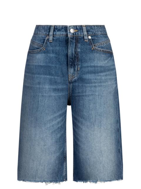 BOSS KNEE-LENGTH DENIM SHORTS WITH RAW HEM