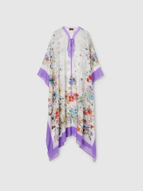 GUCCI Printed silk cape dress