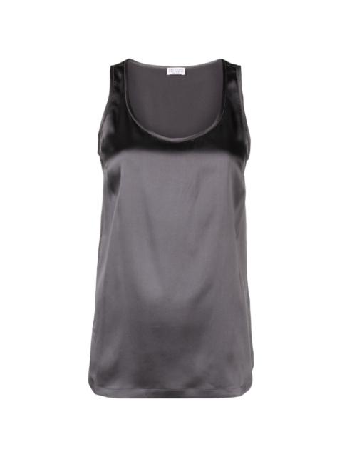 beaded silk satin tank top