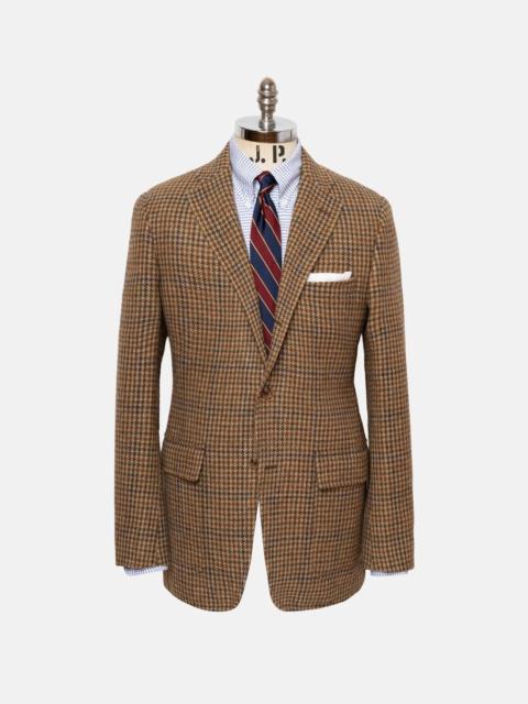 J. PRESS MADE-IN-USA TAN & OLIVE HOUNDSTOOTH DONEGAL MIST TWEED SPORT COAT