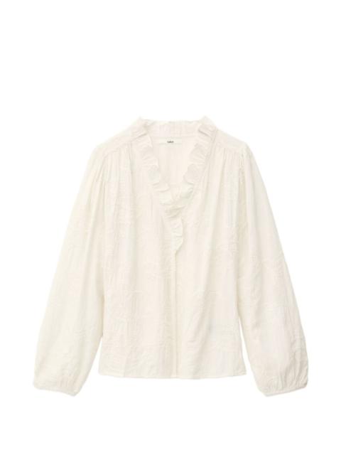 ba&sh Petty ruffled embroidered blouse
