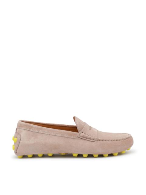 beige suede gommini loafers