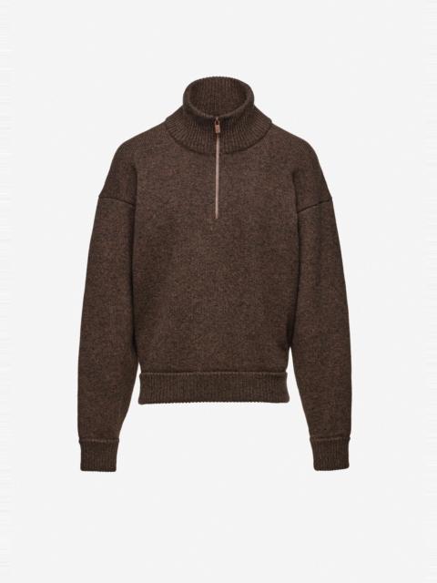 MAGDA BUTRYM Wool half-zip sweater in dark brown
