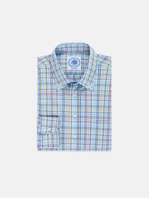 J. PRESS BLUE LARGE WINDOWPANE BUTTON DOWN SPORT SHIRT - CLASSIC FIT