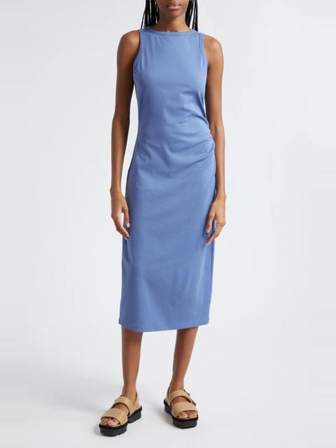 Side Drape Stretch Cotton Midi Dress