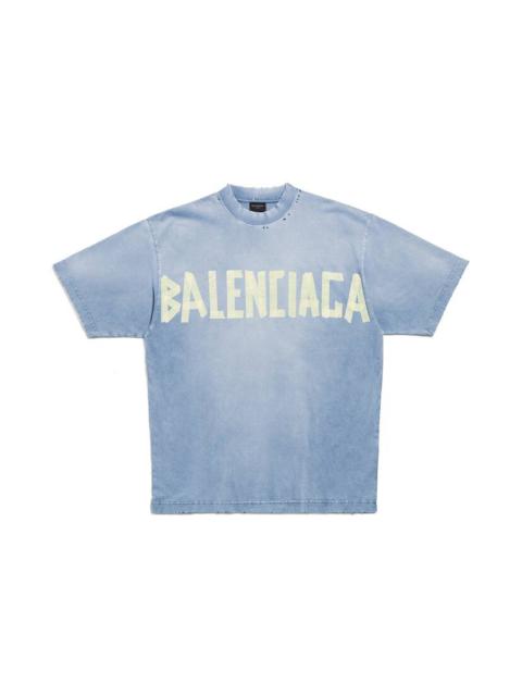 BALENCIAGA Men's Tape Type T-shirt Medium Fit in Faded Blue