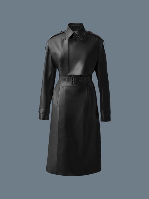 MACKAGE SABREEN Long trench coat with shearling trim