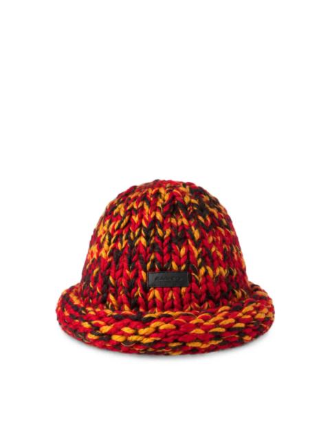 NICHOLAS DALEY CHUNKY-KNIT LOGO-PATCH BEANIE HAT