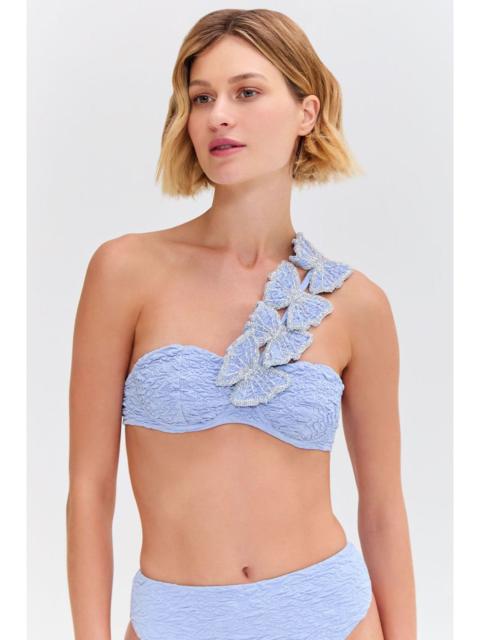 PatBO PAPILLON JACQUARD ONE SHOULDER BIKINI TOP