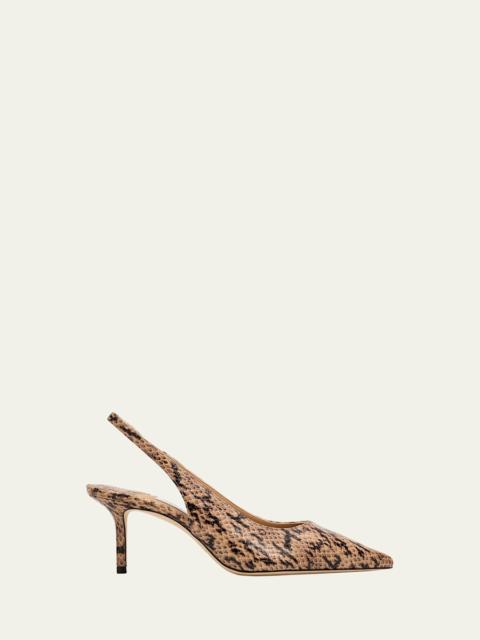 JIMMY CHOO 65mm Love Snake-Printed Leather Slingback Pumps