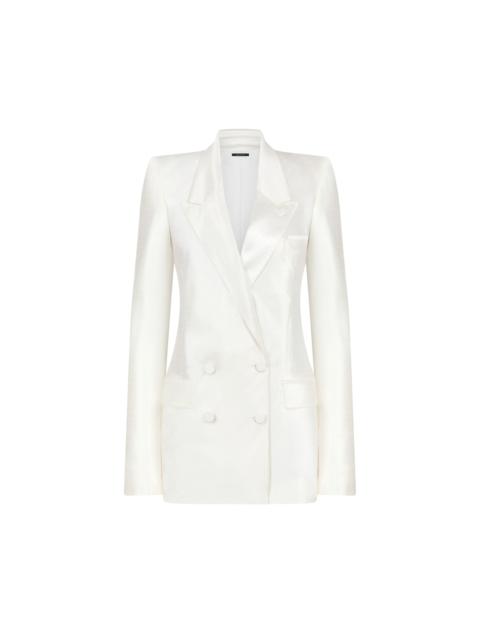 TOM FORD DOUBLE BREASTED PEAK LAPEL BIAS TINY POLKA DOT JACKET