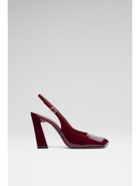 Amina Muaddi CHARLOTTE SLING 95 WINE PATENT
