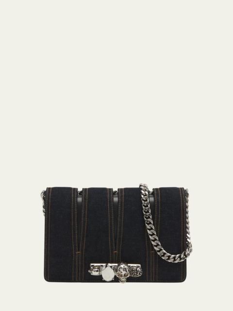Alexander McQueen The Slash Denim Chain Shoulder Bag