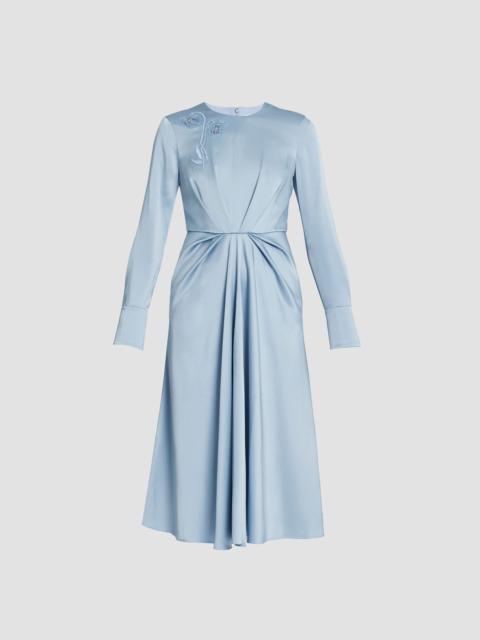 Erdem EMBROIDERED LONG SLEEVE DRAPED MIDI DRESS