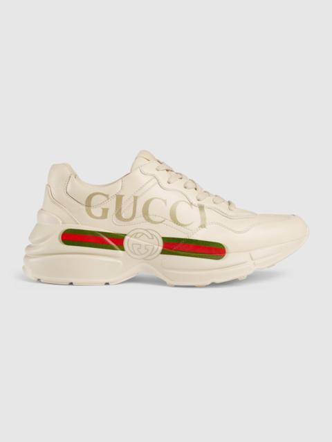 Women's Rhyton Gucci logo leather sneaker