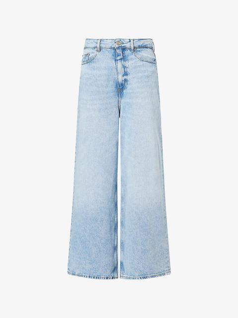 High-Rise Wide-Leg Denim-Blend Jeans