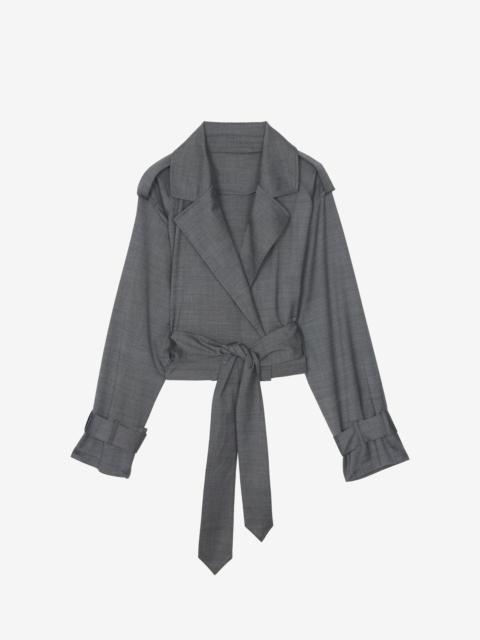 The Frankie Shop Simona Short Trench - Grey Melange