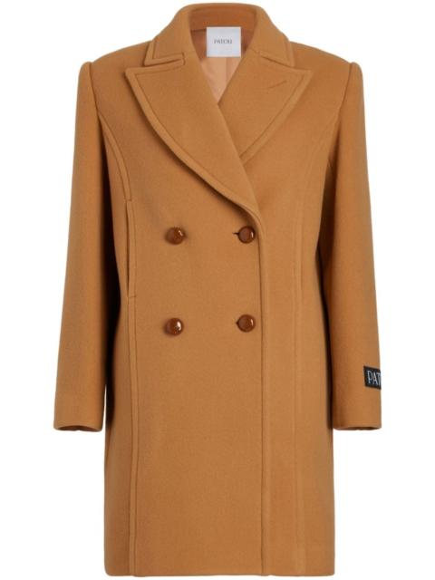 PATOU logo-patch double-breasted coat
