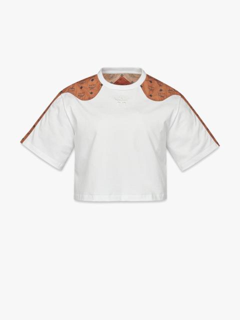 MCM Laurel Cropped T-Shirt in Organic Cotton and Monogram ECONYL®