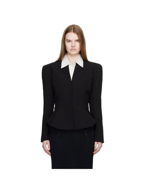 MUGLER Black Flared Wool Jacket