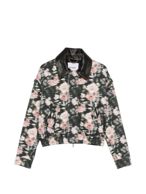 HALFBOY®️ floral-print leather-collar bomber jacket