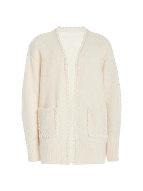 AISLING CAMPS Whip-Stitched Wool-Blend Knit Cardigan ivory