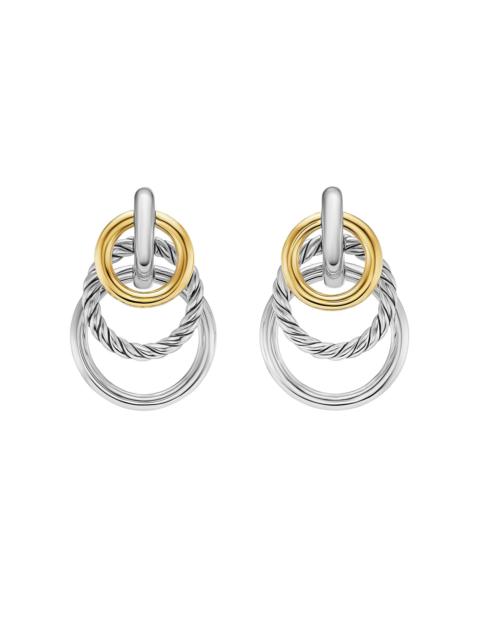 DAVID YURMAN Women's DY Mercer Triple Ring Drop Earrings in Sterling Silver with 18K Yellow Gold, 35.6MM - Silver