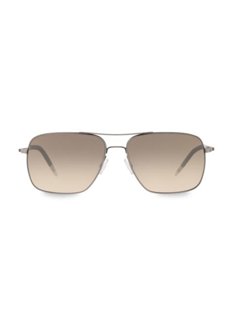 Oliver Peoples Men's Clifton 58MM Aviator Sunglasses - Silver